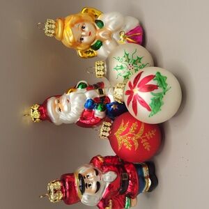 All is Brite Hand-Painted Glass Christmas Ornaments Lot Of 6